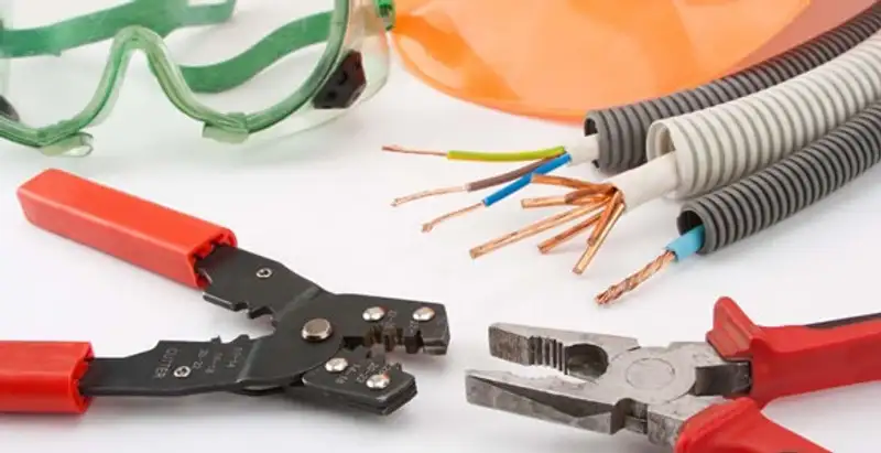Electrical wiring repair with professional tools and safety equipment in Scottsdale, AZ